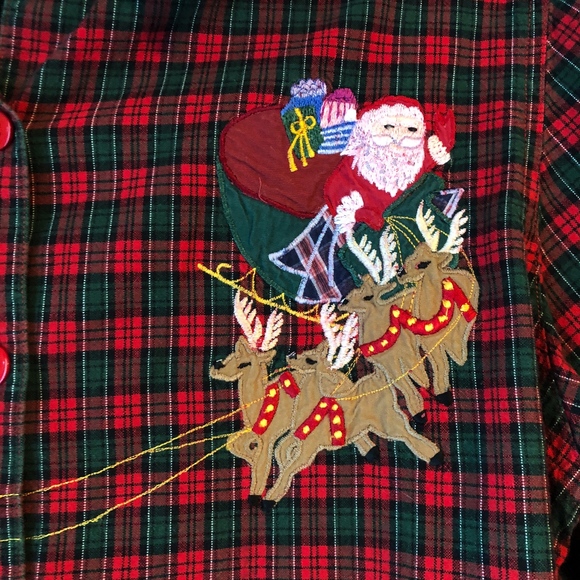 Ugly Christmas Sweater Button Up Red Green Tacky - Picture 4 of 8